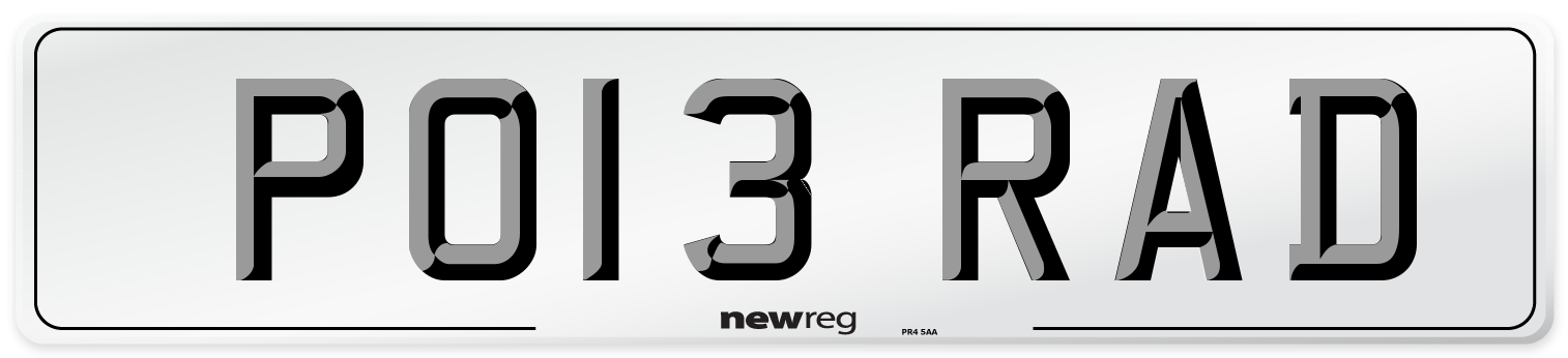 PO13 RAD Number Plate from New Reg